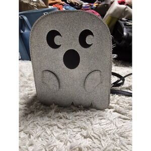 67.Silver Glitter Ghost Crossbody Bag Halloween Novelty Purse SparkleShoulderBag